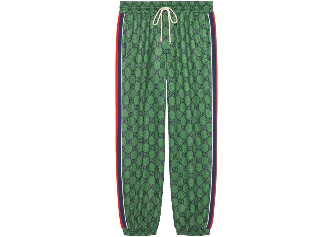 Gucci GG Jersey JoGGing Pantalone Con Web Verde/Blu Scuro Uomo IT