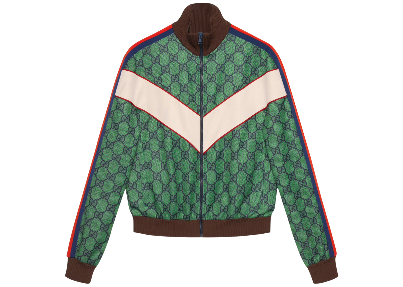 Gucci GG Jersey Zip Jacket With Web Green/Dark Blue