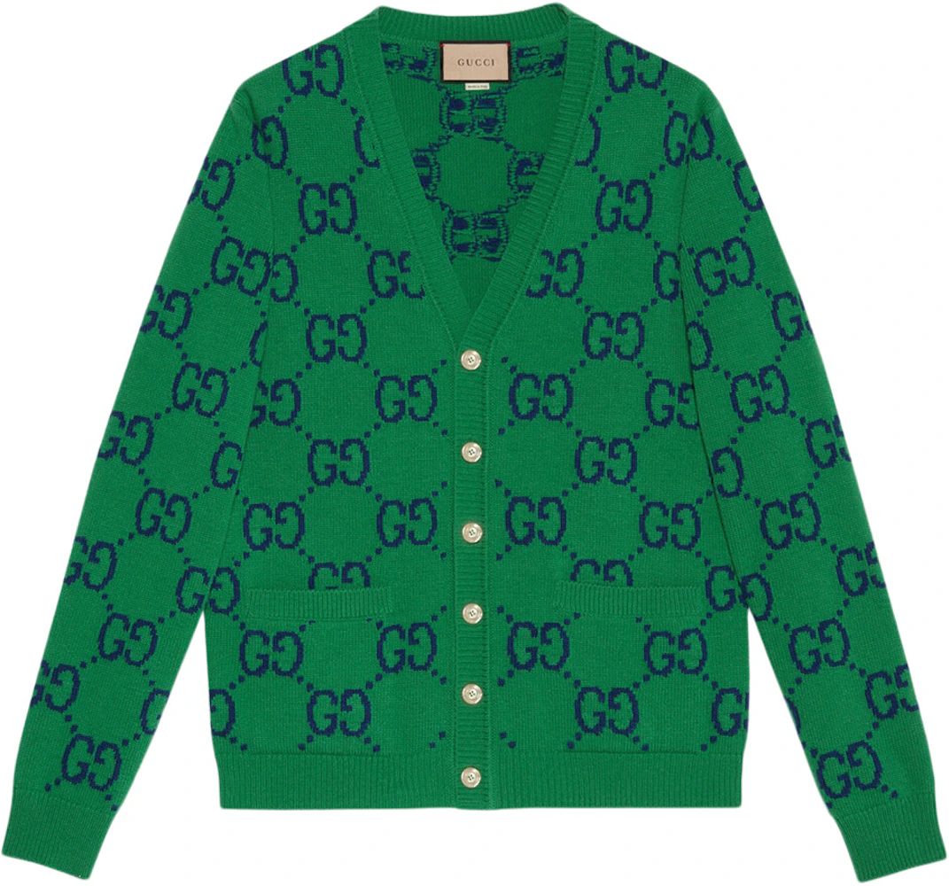 Gucci GG Knit Cardigan Green/Blue Men's - SS22 - US