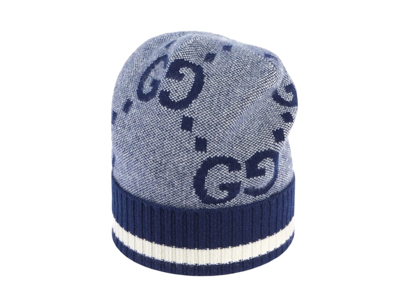 Berretto Gucci GG Knit in cashmere blu IT