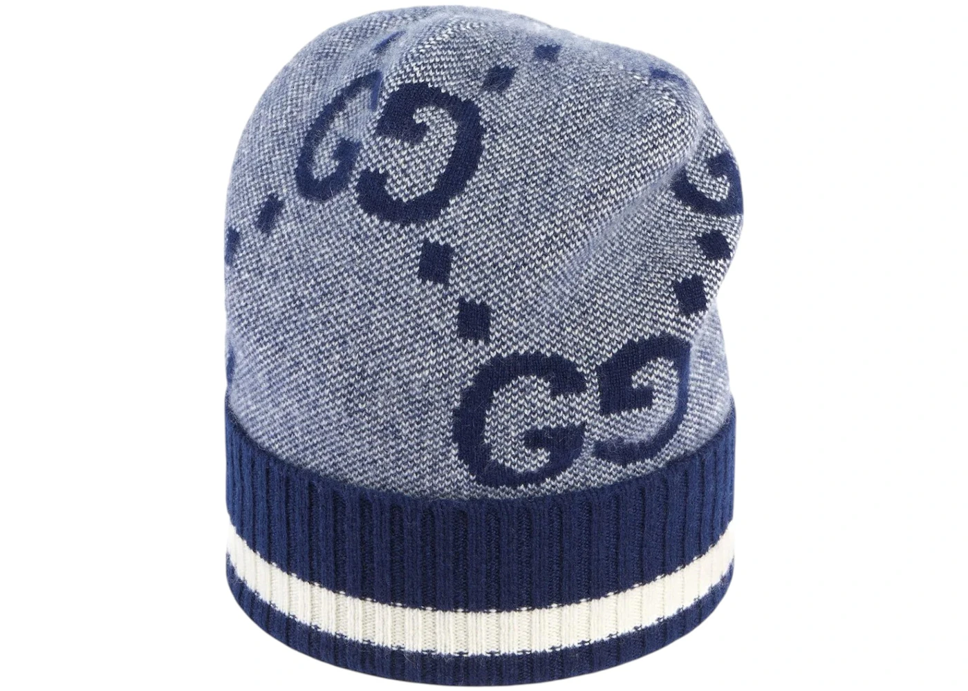 Berretto Gucci GG Knit in cashmere blu IT - Main Image