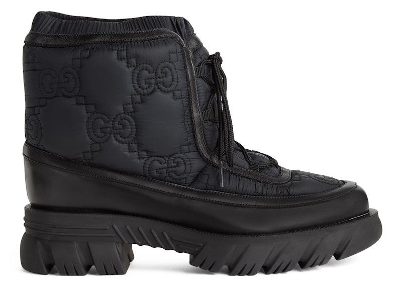 Pre-owned Gucci Men's  Gg Lace Up Ankle Boot Sneakers In Black