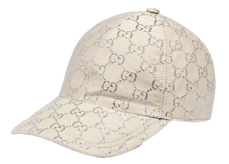 Gucci GG Lame Baseball Hat White/Silver in Lame with Silver-tone - US