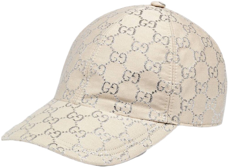 Gucci GG Lame Baseball Hat White/Silver in Lame with Silver-tone - US