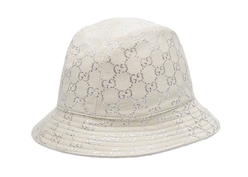 Gucci GG Lame Bucket Hat White/Silver in Lame - US