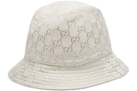 Gucci GG Lame Bucket Hat White/Silver Men's US