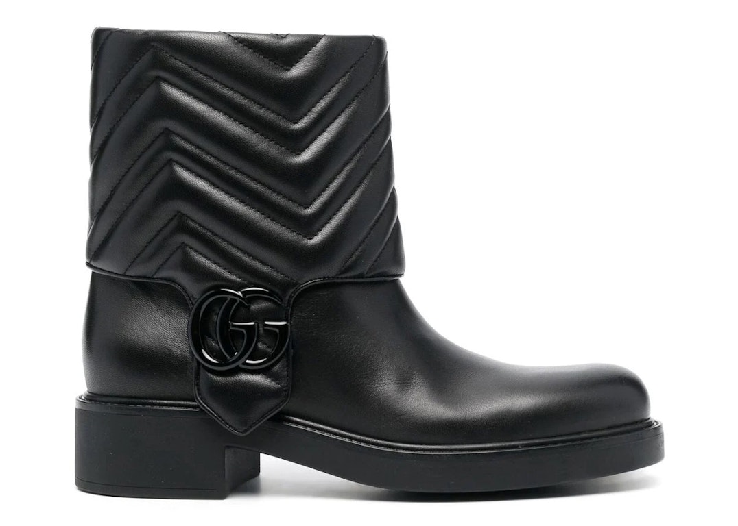 Pre-owned Gucci Gg Leather Ankle Boot Black (women's)