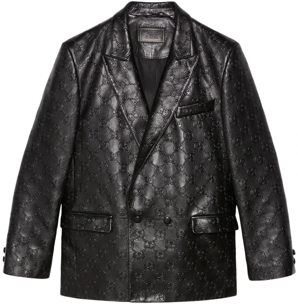 Gucci GG Leather Jacket Black Men's - SS22 - US