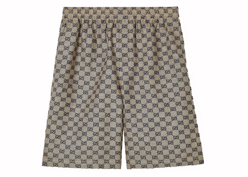 Gucci GG Linen Blend Shorts Beige And Blue Men's - US