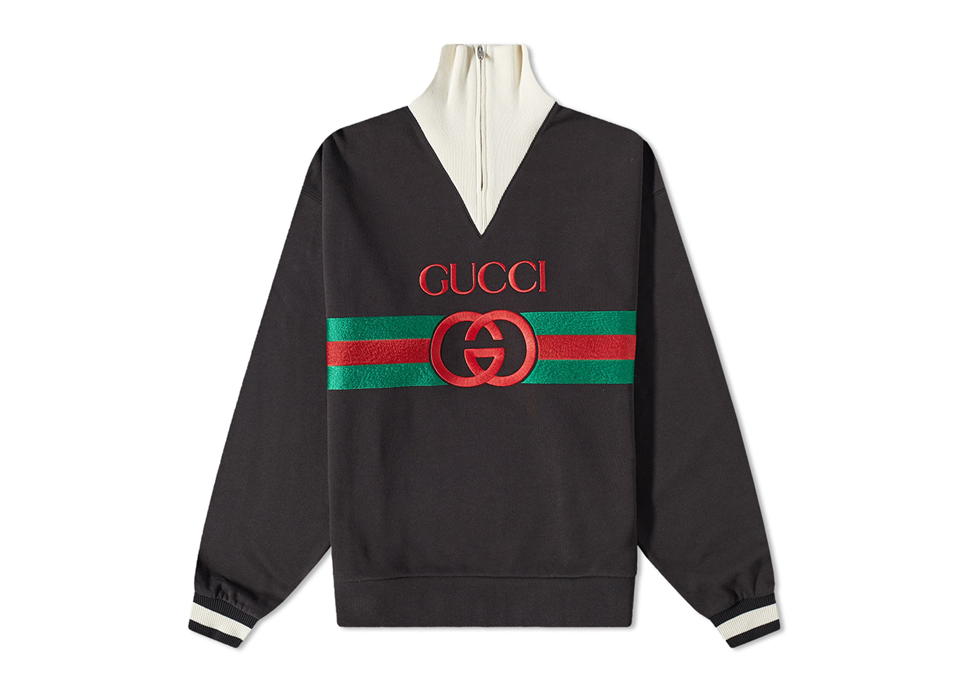 Gucci GG Logo Quarter-Zip Sweatshirt Navy/Multi Men's - SS23 - US