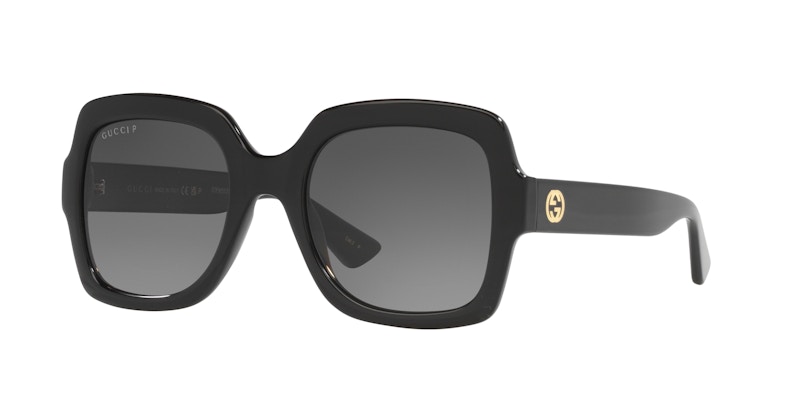Pre-owned Gucci Women's Gg Logo Rectangle Sunglasses In Black/gold (gg1337s 002)