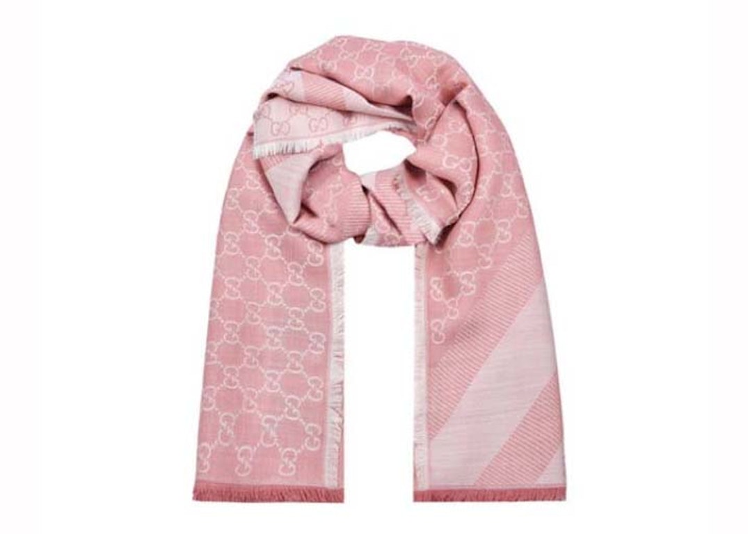 Pre-owned Gucci Gg Logo Scarf Pink