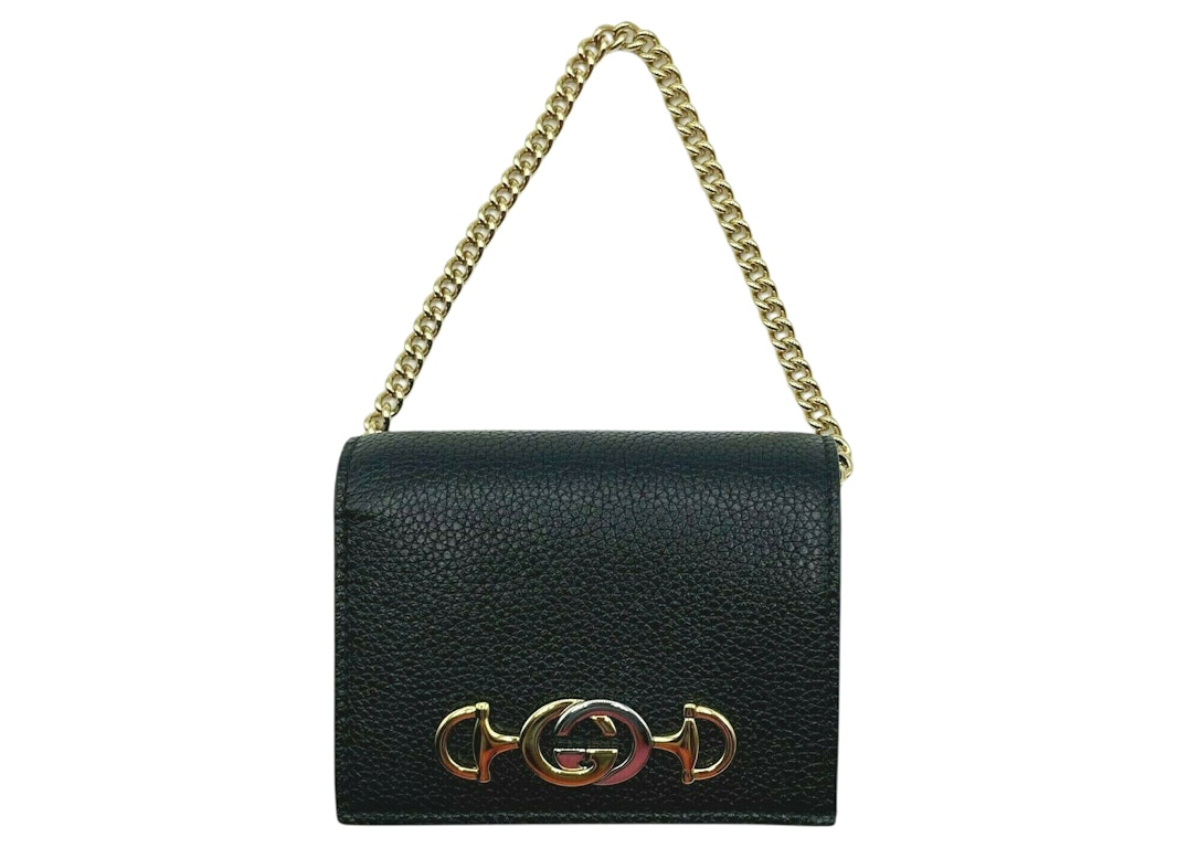 Pre-owned Gucci Gg Logo Zumi Bi-fold Mini Wallet Mini Black