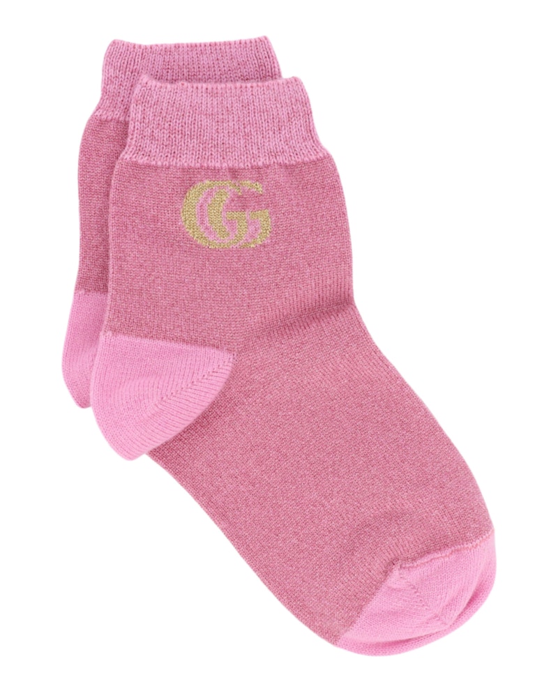 Pre-owned Gucci Women's Gg Lurex Socks In Pink