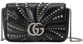 Gucci GG Marmont Bag Super Mini Quilted Spiral Studded Black