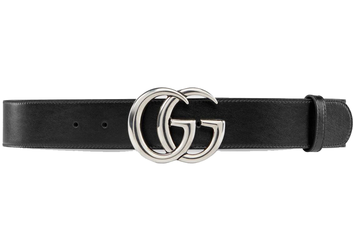 Gucci GG Marmont Belt Palladium-toned Buckle 1.5 Width Black in Leather ...