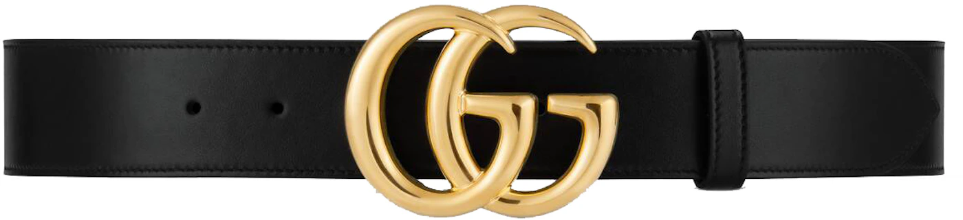 Gucci GG Marmont Belt Shiny Buckle 1.5 Width Black in Calfskin Leather ...