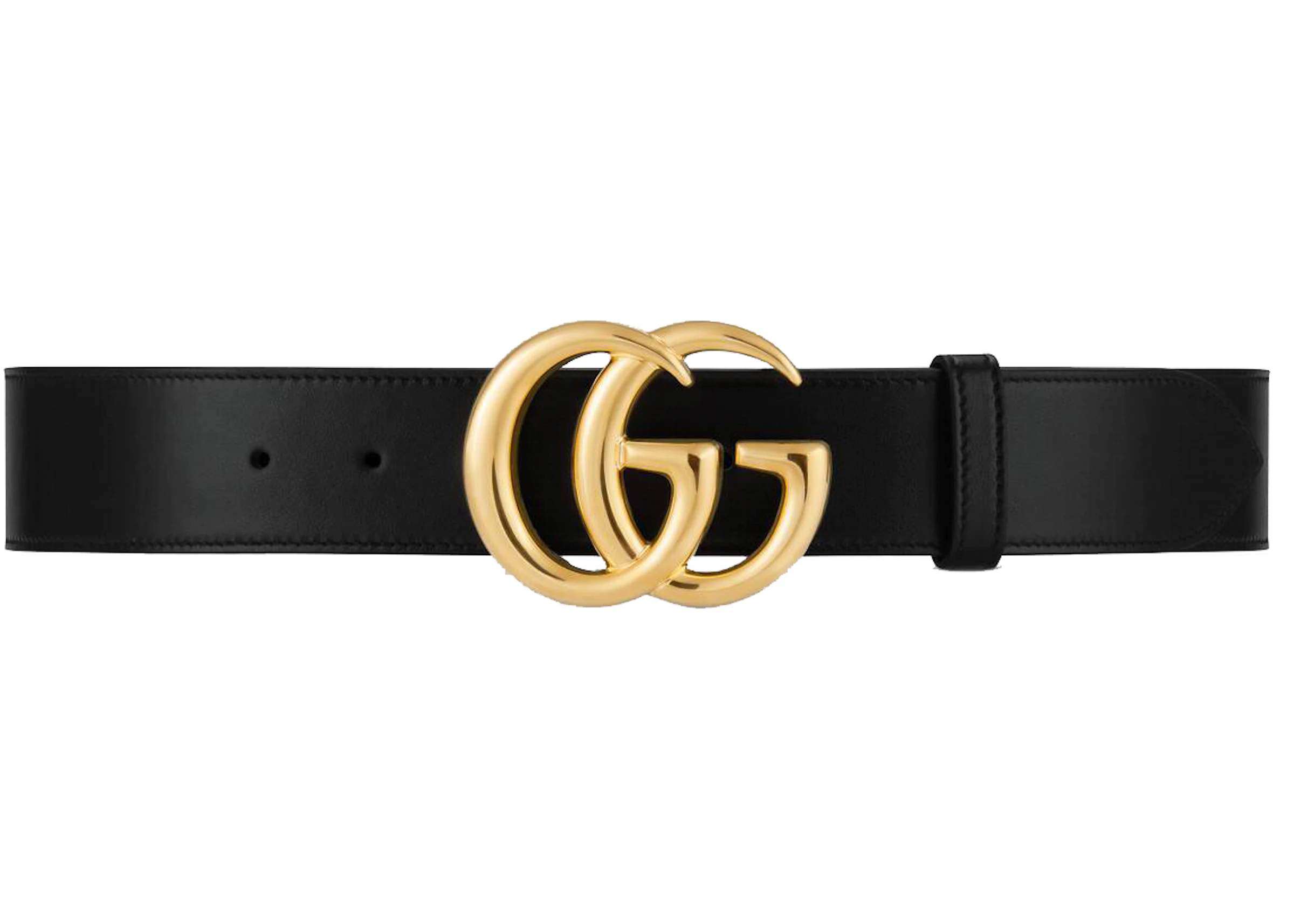 Tahiti Oh jee Kroniek Gucci GG Marmont Belt Shiny Buckle 1.5 Width Black in Calfskin Leather with  Aged Gold-tone - US