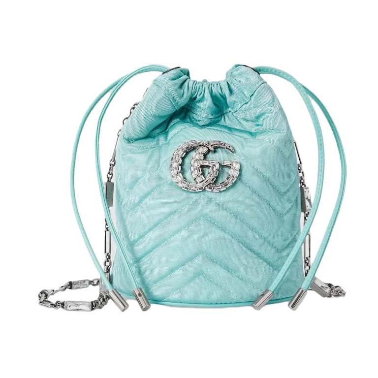 Pre-owned Gucci Gg Marmont Bucket Bag Light Blue