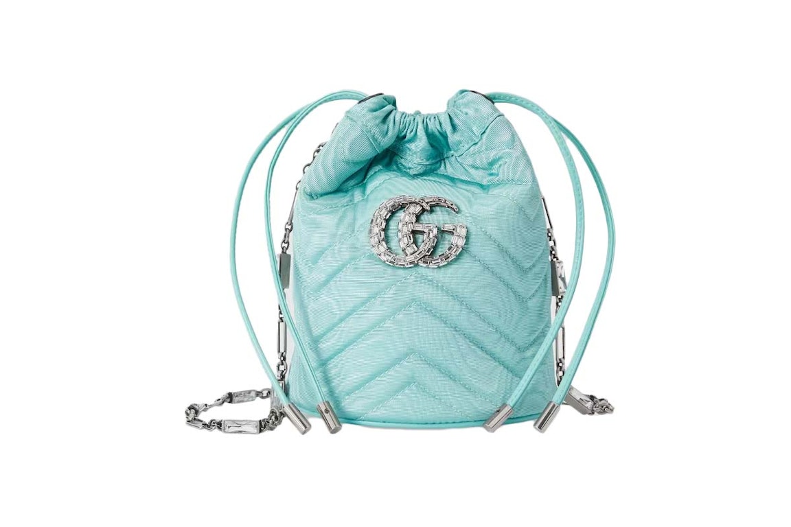 Pre-owned Gucci Gg Marmont Bucket Bag Light Blue