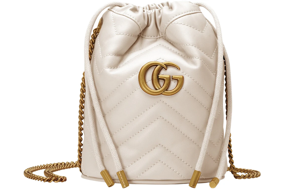 Gucci GG Marmont Bucket Bag Mini Matelasse White