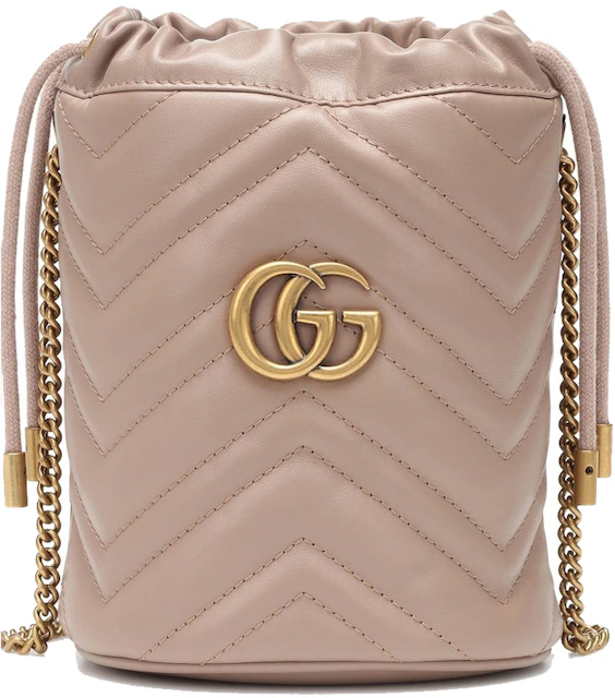 Gucci Marmont Bucket Bag Mini Leather with Antique Gold-tone