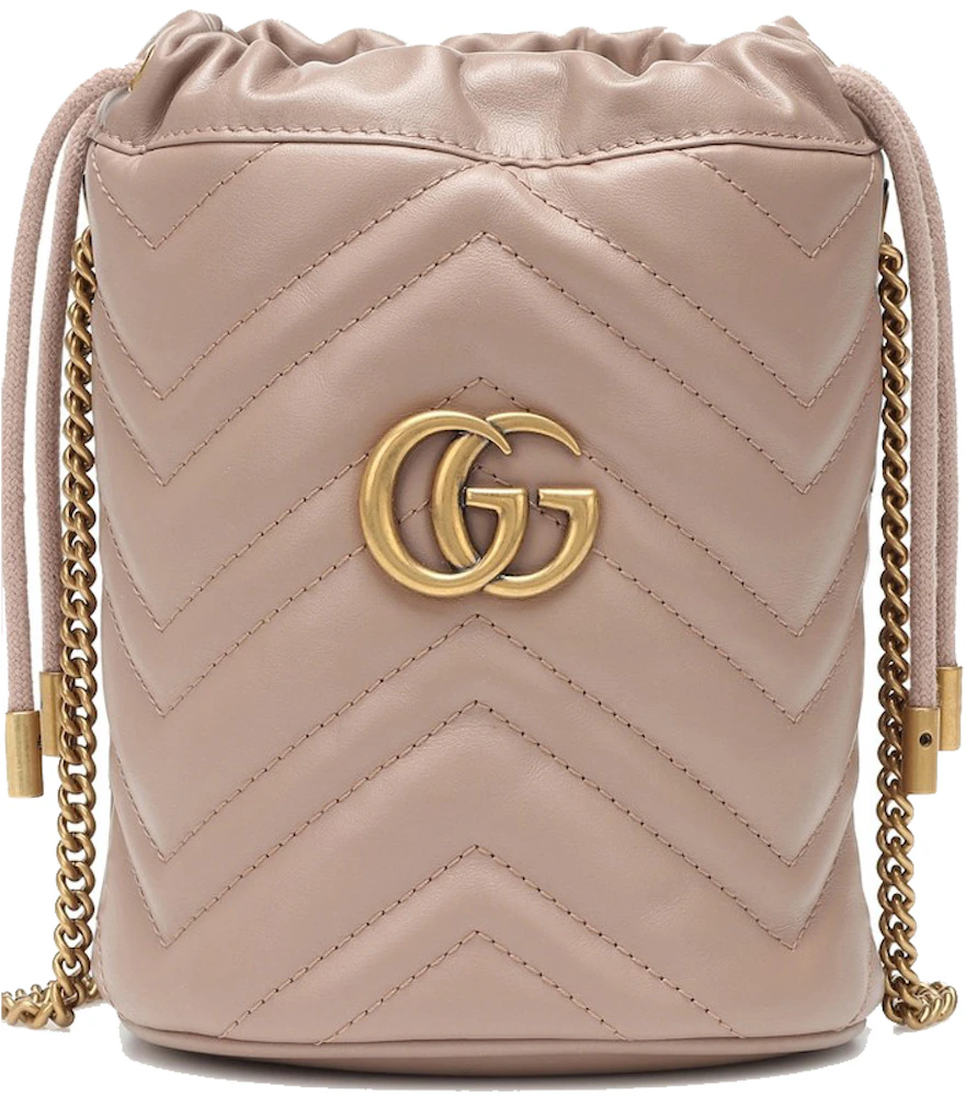GG Marmont Bucket Mini Nude in Quilted Leather with Antique US