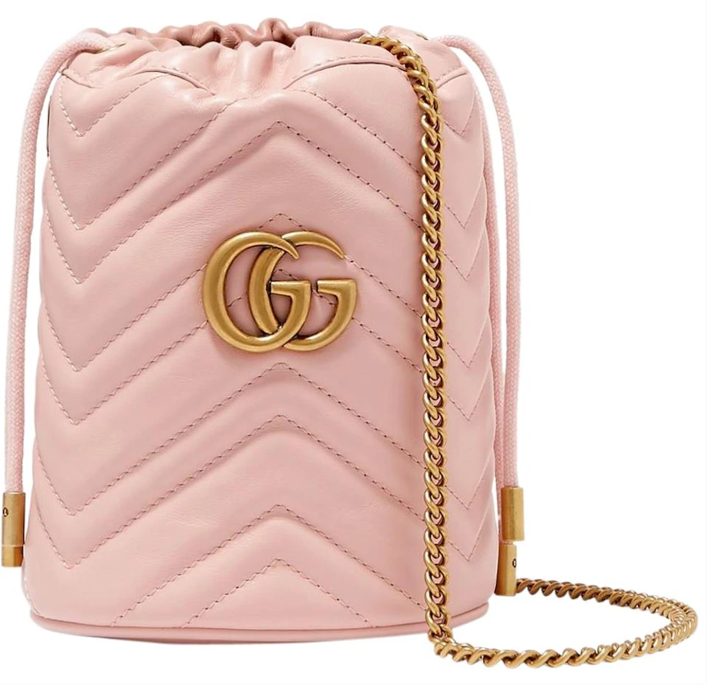 Gucci GG Marmont Bucket Bag Mini Light Pink in Leather with Antique  Gold-tone - US