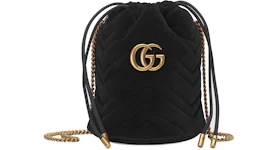 Gucci GG Marmont Bucket Bag Velvet Mini Black