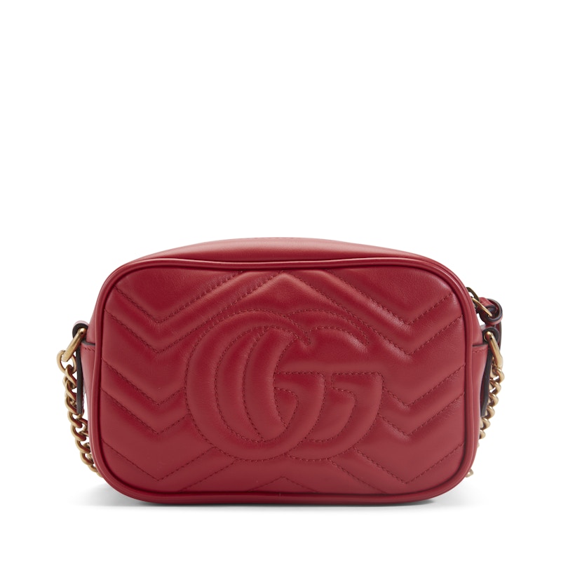 Gucci GG Marmont Camera Bag Matelasse Mini Hibiscus Red