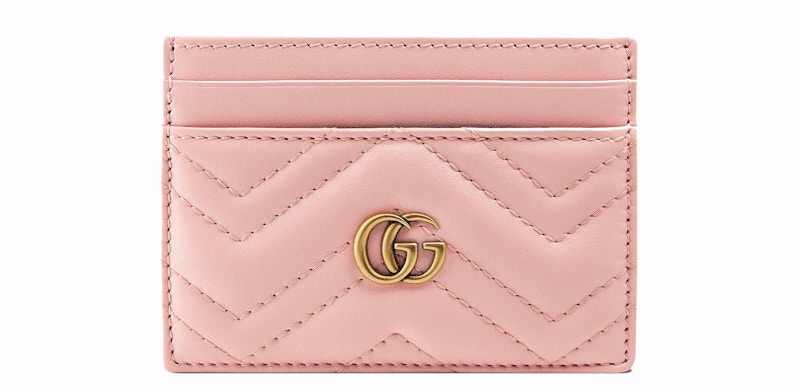 Gucci GG Marmont Card Case Matelasse Light Pink in Leather with