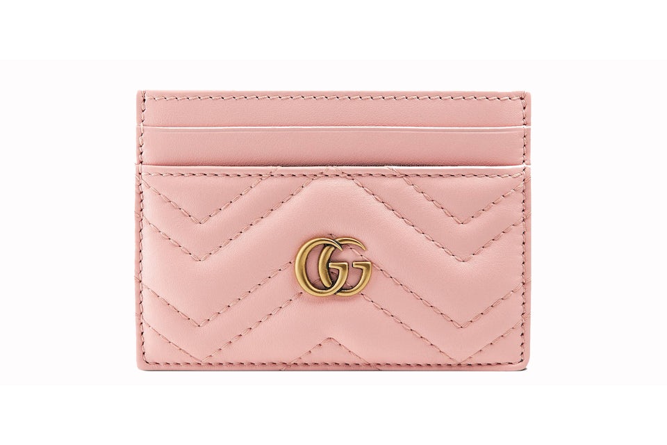 Gucci GG Marmont Card Case Matelasse Light Pink in Leather with Antique  Gold-tone - US