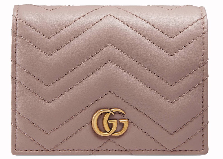 Gucci GG Marmont Wallet Zip Around Matelasse Dusty Pink in Calfskin Leather  with Antique Gold - US