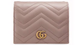 Gucci Marmont GG Card Case Wallet Matelasse Dusty Pink
