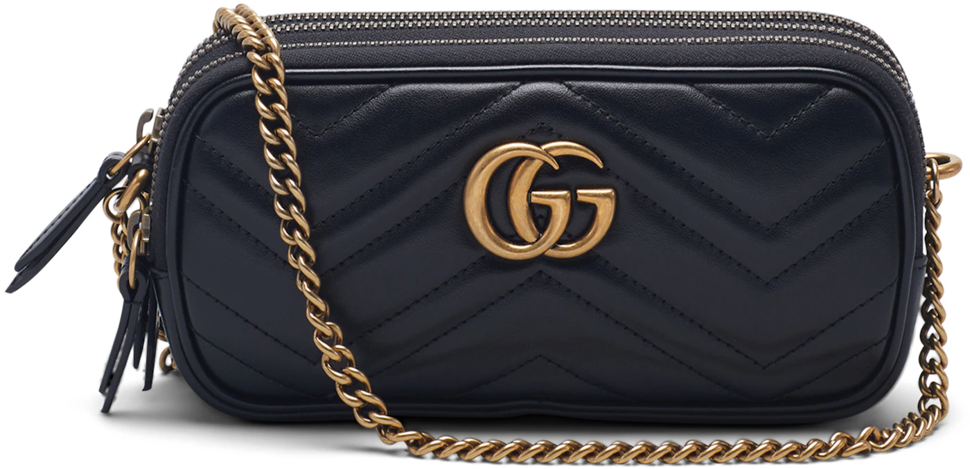 Gucci GG Marmont Chain Bag Matelasse Mini Black in Leather with