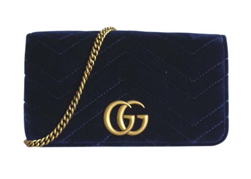 Gg marmont velvet discount wallet on chain