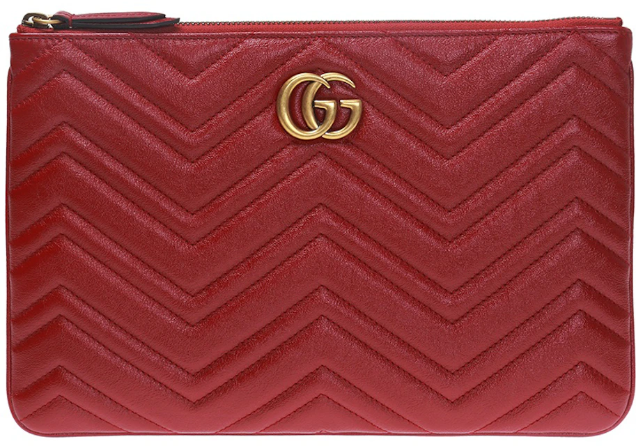 Gucci GG Marmont Hibiscus Red in with Antique Gold-tone