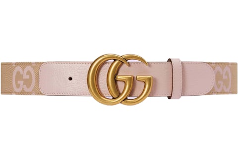 Gucci GG Marmont Jumbo GG Belt Beige/Light Pink in Canvas with