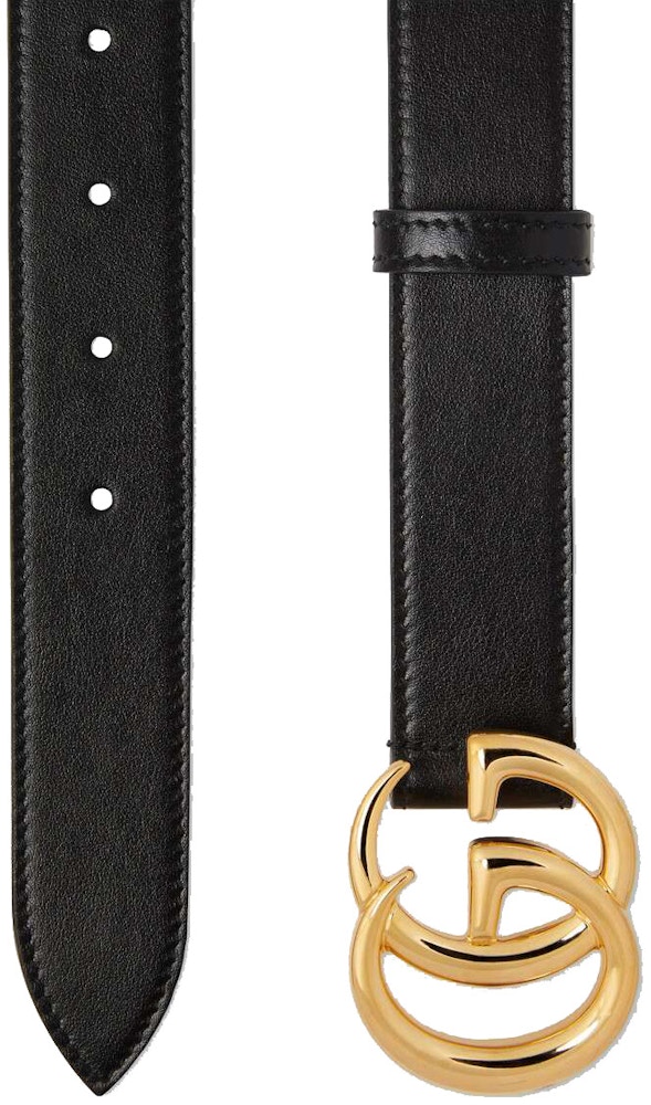 Gucci GG Marmont Leather Belt with Shiny Buckle 1 Width Black in ...