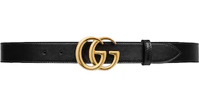 Gucci GG Marmont Leather Belt with Shiny Buckle 1 Width Black