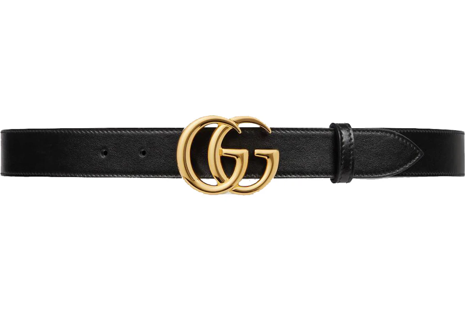 Labe Vertrek Het apparaat Gucci GG Marmont Leather Belt with Shiny Buckle 1 Width Black in Calfskin  with Antique Gold-tone - US