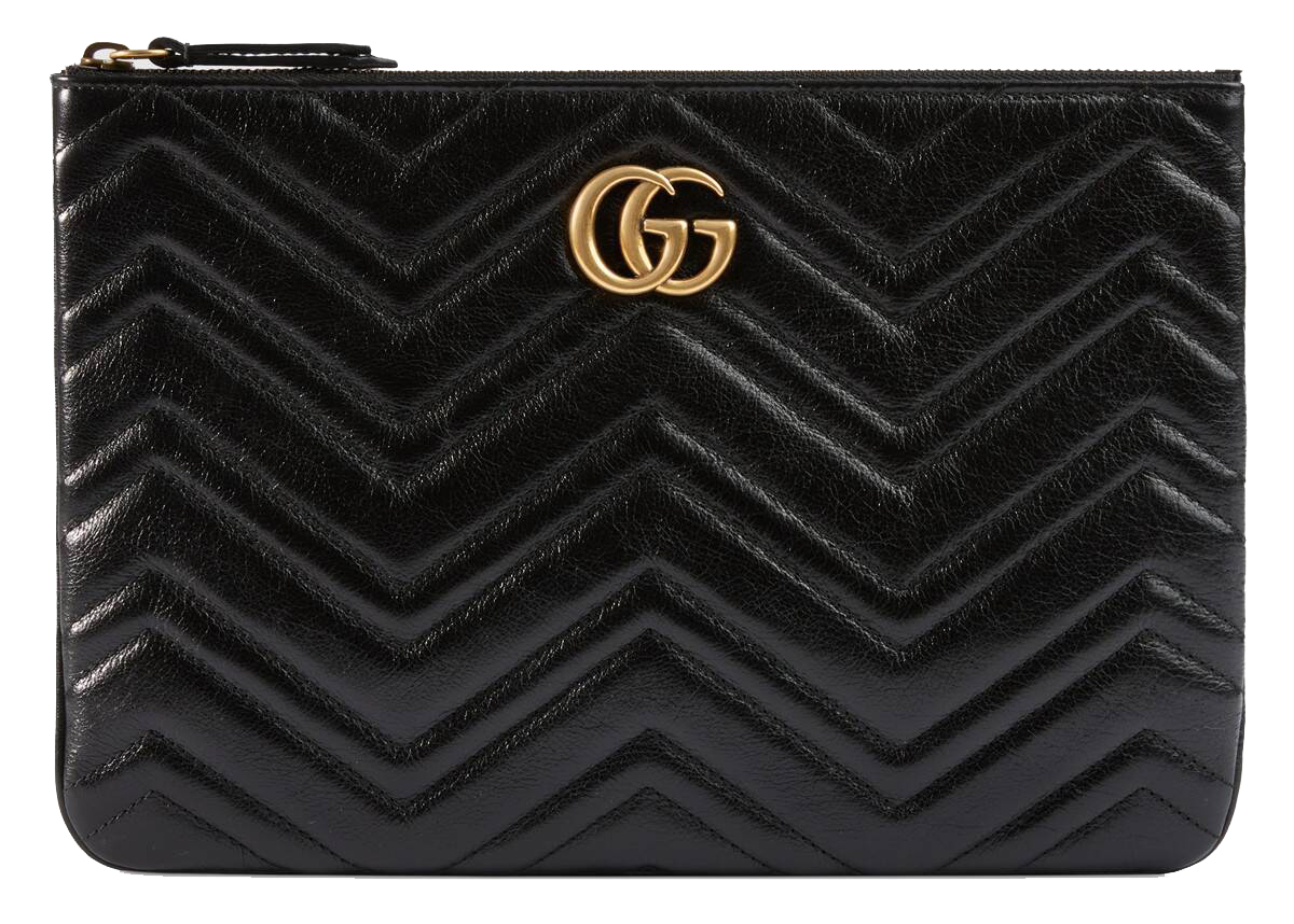 Gucci GG Marmont Leather Pouch Black in 