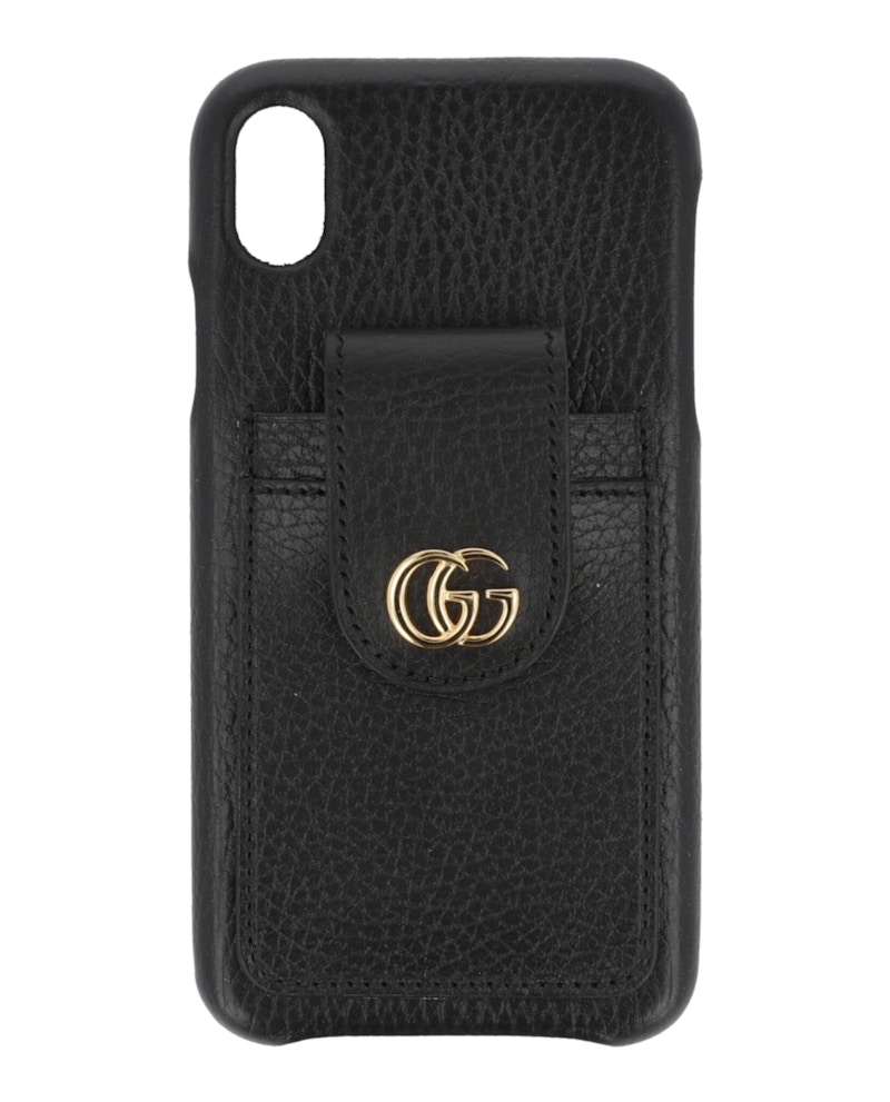 Pre-owned Gucci Women's  Gg Marmont Leather Iphone Xr Case In Black