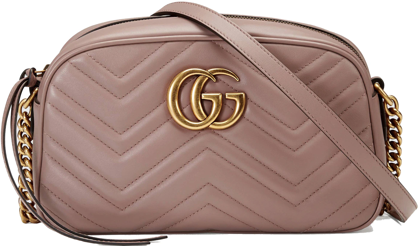 Gucci Pink Leather Marmont Matelassé Shoulder Bag Small
