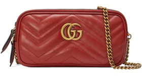 Gucci GG Marmont Matelasse Chain Bag Mini Hibiscus Red