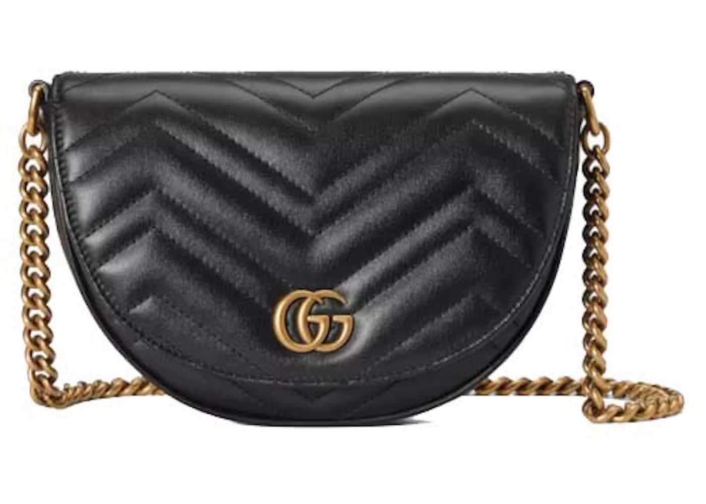 Gold Chain Black Small Marmont Chain Bag Gucci GG Marmont