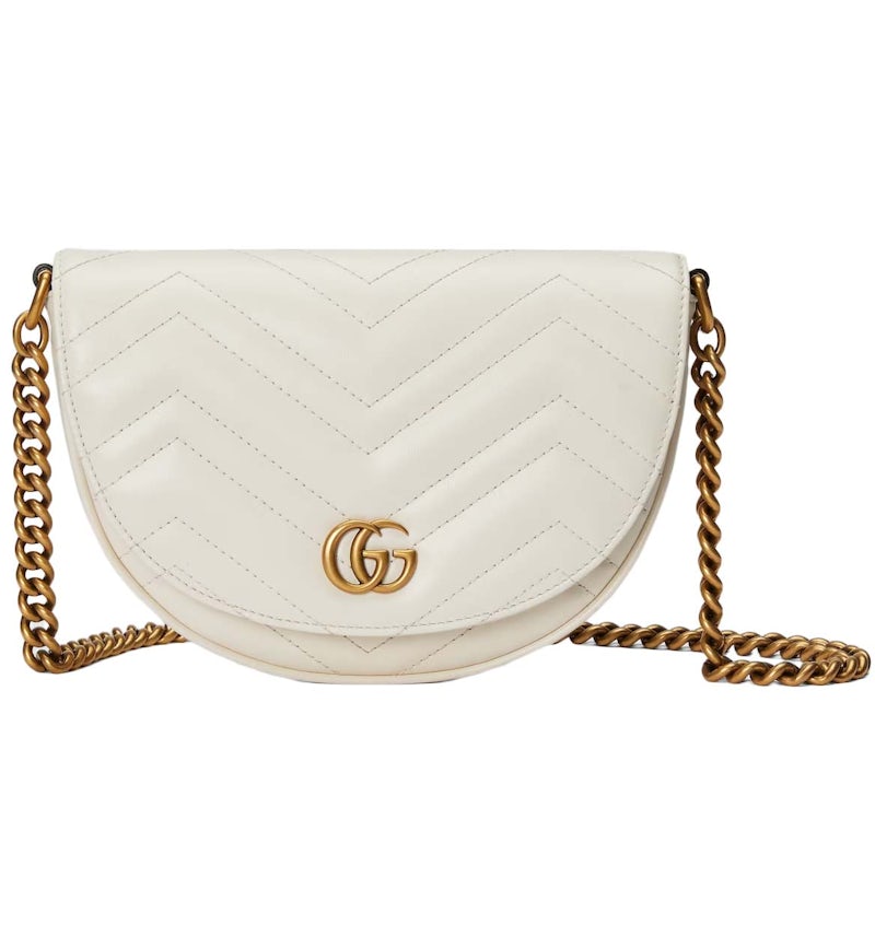 Gucci GG Marmont Matelasse Chain Mini Bag White in Leather with