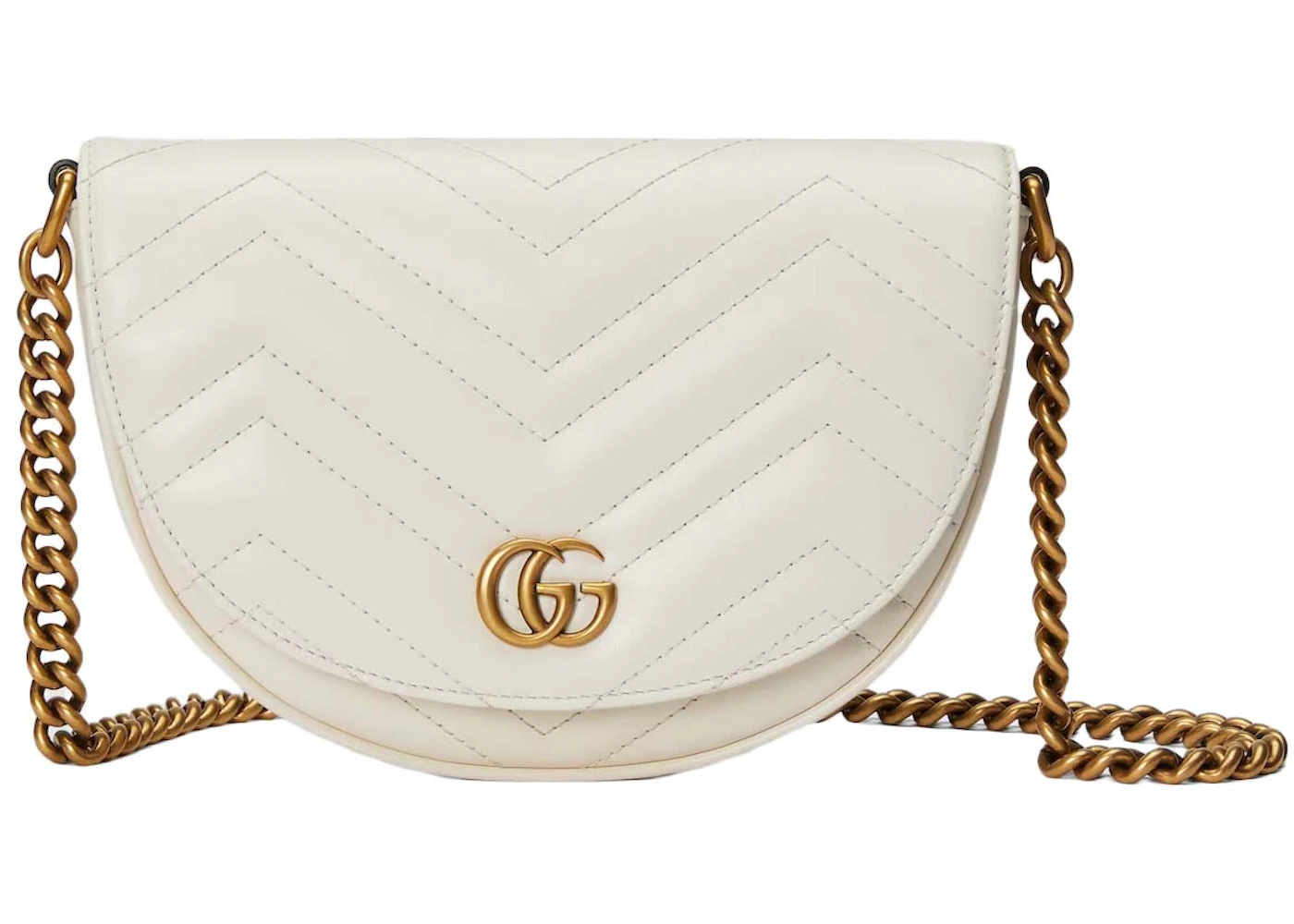Gucci GG Marmont Matelasse Chain Mini Bag White in Leather with