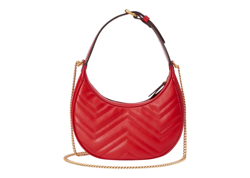 Gucci GG Marmont Matelasse Mini Bag Red in Leather with Antique