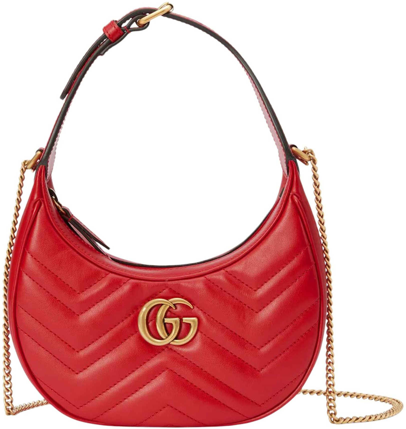 Gucci GG Marmont Matelasse Mini Hibiscus Red in Leather with ANTIQUE  GOLDTONE - US